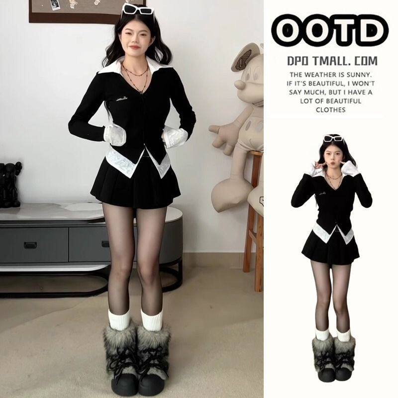 大码女装学院风撞色蕾丝假两件上衣春秋胖mm显瘦百搭别致长袖衬衫