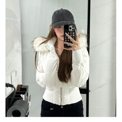 小海鸥收腰短款大毛领冬季新款粉色羽绒服女2025巨好看的冬装外套