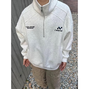 420g重磅半拉链卫衣男男款春秋男士内搭上衣长袖男生秋季无帽外套