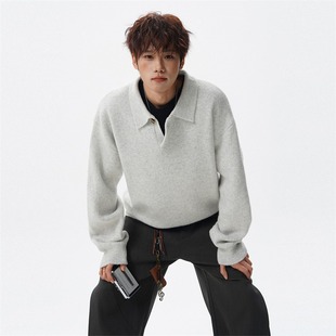 休闲百搭高级感翻领打底衫 长袖 上衣 秋冬新款 复古针织Polo衫