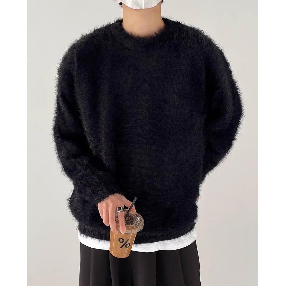 毛衣男女秋冬季高级感痞帅软糯圆领针织衫软糯慵懒风美式宽松外套