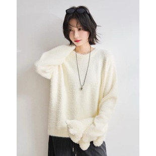 宽松外套 软糯慵懒风美式 毛衣男女秋冬季 高级感痞帅软糯圆领针织衫