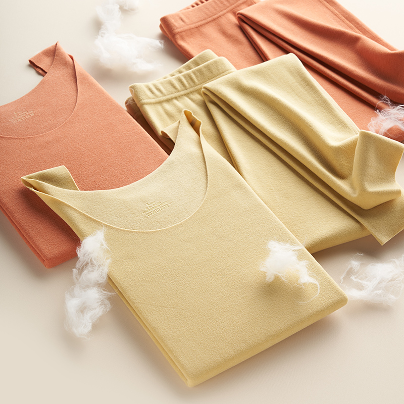 无袖保暖内衣女加厚加绒背心自发热纤维紧身无痕秋衣秋裤套装冬季