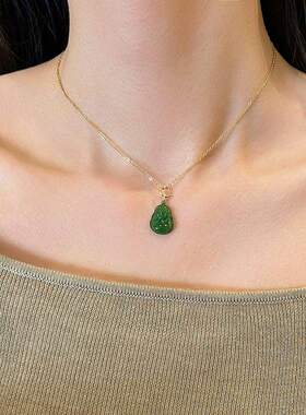 限量！高品质和田玉碧玉小佛公14K包金项链轻奢气质高级感新中式