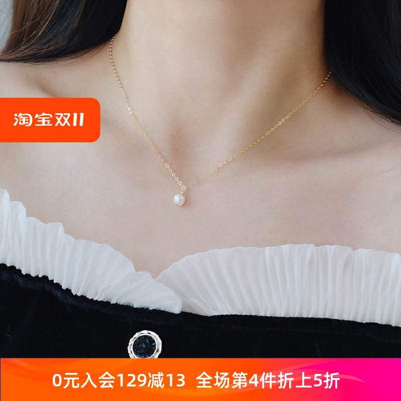 小灯泡天然珍珠锁骨项链