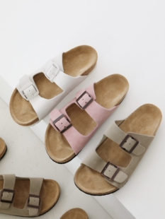 女真皮一脚蹬软木扣带凉拖鞋 女夏外穿 厚底勃肯拖鞋 InkingPot彭姐