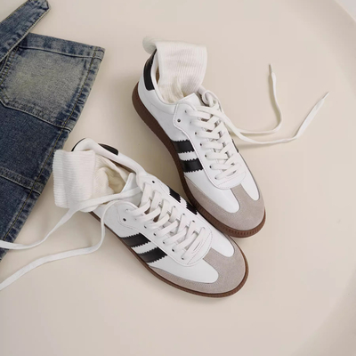 InkingPot彭姐 复古真皮德训鞋女平底小白鞋运动休闲板鞋夏季新款