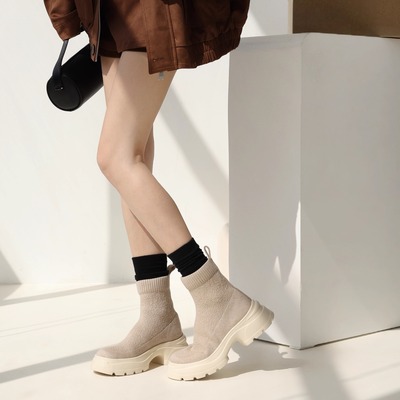 百搭弹力靴羊毛短筒针织袜靴女