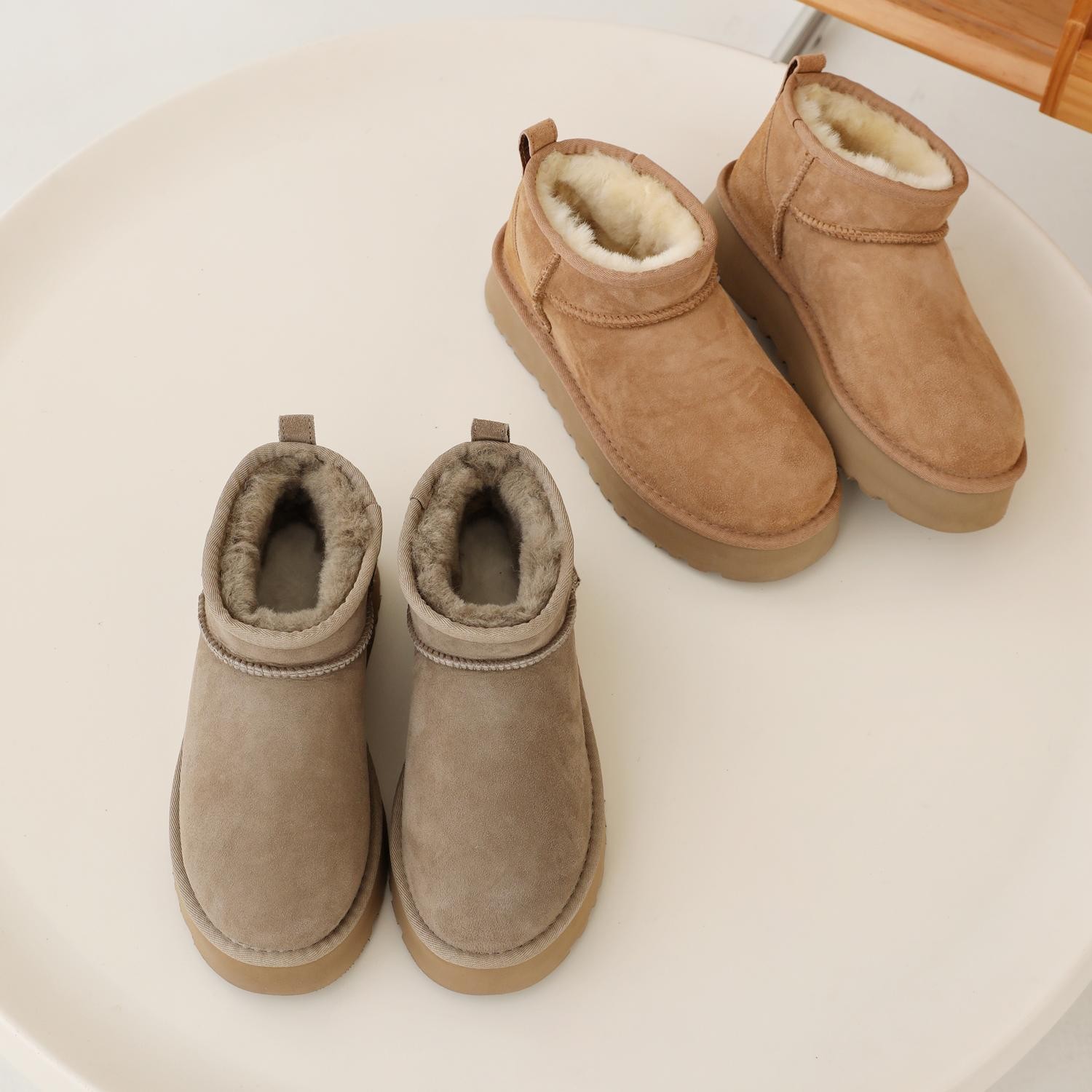 彭姐 2025年新款加厚毛毛短靴MINI厚底增高短筒加绒雪地靴女秋冬