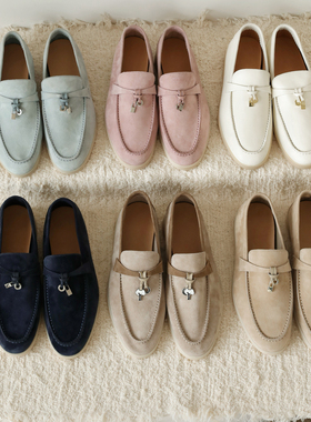 InkingPot彭姐高端版本~锁扣进口羊反绒圆头乐福鞋休闲老钱风单鞋