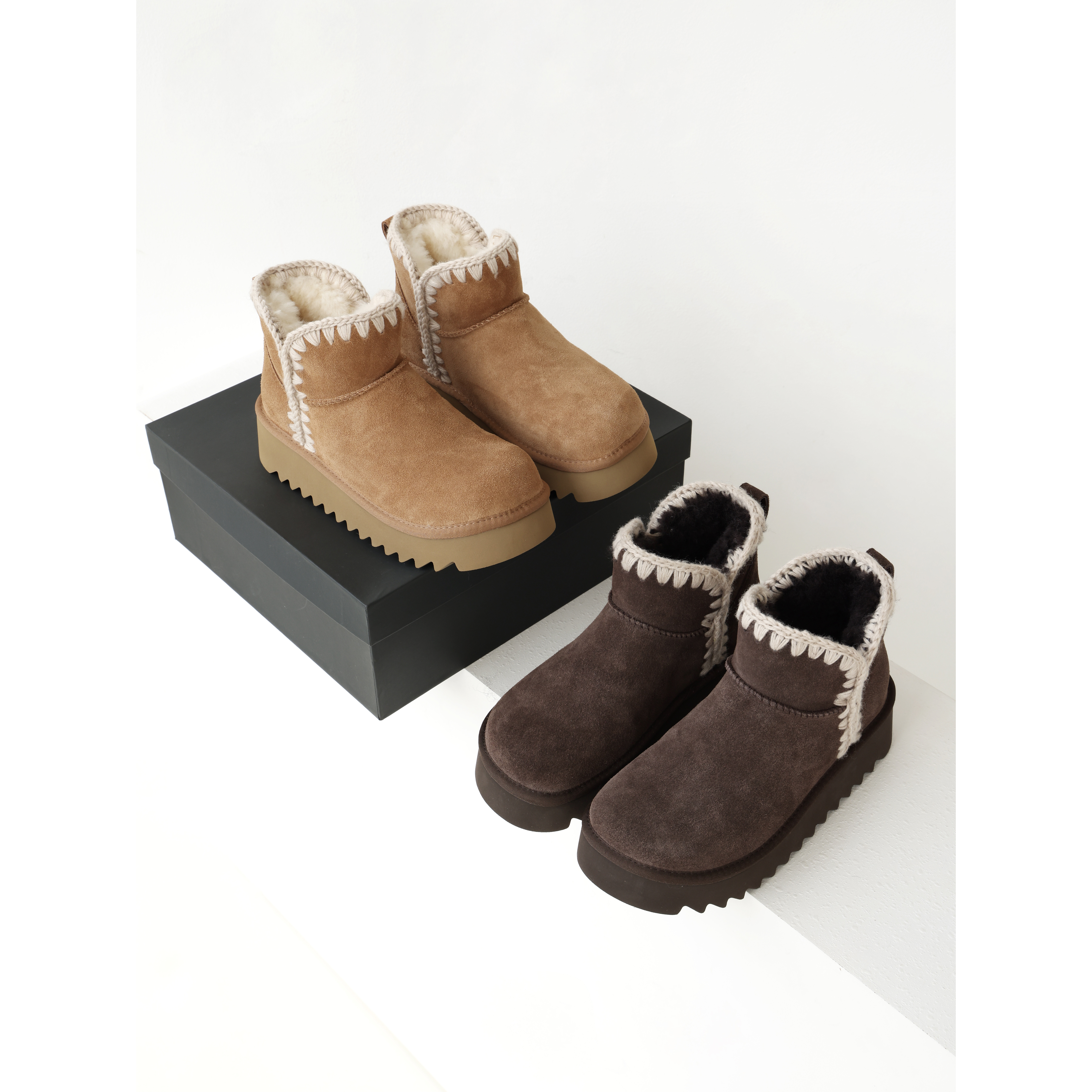 彭姐羊皮毛一体厚底雪地靴女