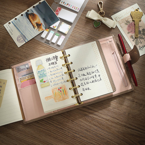 【拼色设计头层牛皮A7手账现货