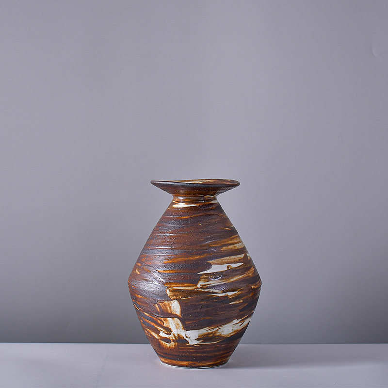 诧寂风异型陶瓷花器新中式民宿酒店装饰花艺电视机柜书柜桌面摆件