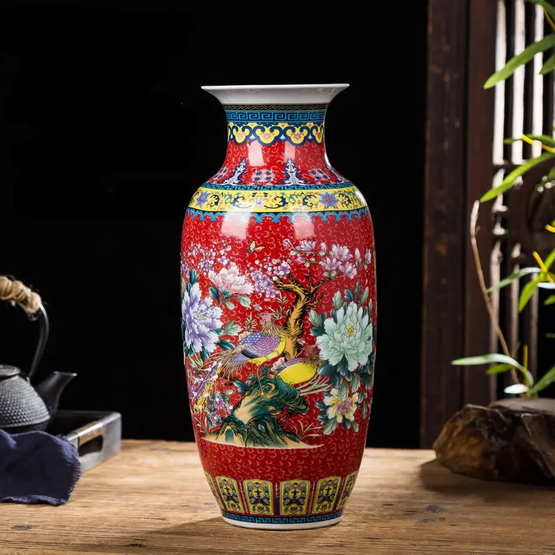 景德镇中式花瓶陶瓷器竹干花插花