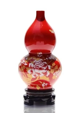 陶瓷葫芦摆件风水景德镇客厅插花