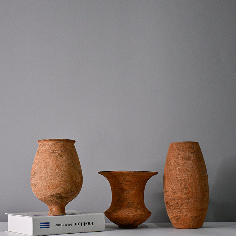 侘寂风复古陶罐民宿酒店样板间电视机柜酒柜软装摆件陶瓷花瓶