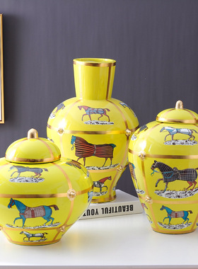 高档珐琅彩瓷器软装陶瓷罐摆饰