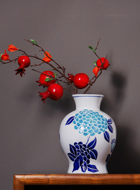 青花瓷花瓶新中式红色黄色彩色