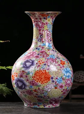 景德镇陶瓷珐琅彩万花赏瓶中式