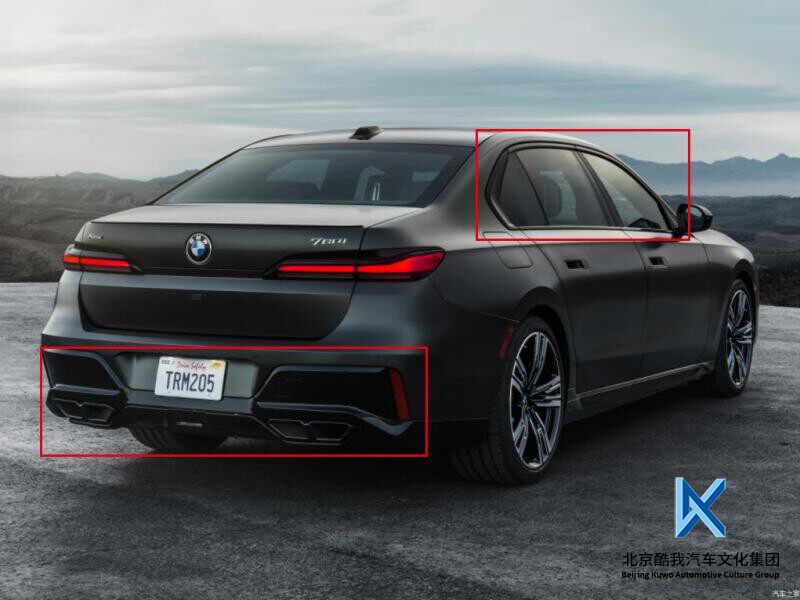 bmw宝马原厂 7系g70 改装m760后杠尾喉 亮黑色窗框 黑武士套件 4s