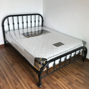 深圳铁床黑色50管加厚铁艺床1.2米单人1.5米双人床单层公寓床床架