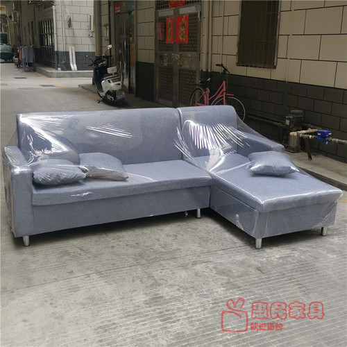 深圳海绵L型坐垫布艺沙发送抱枕