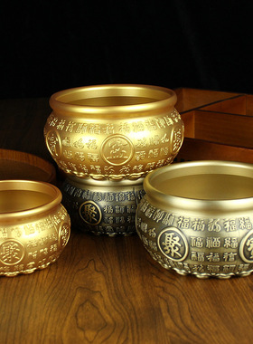 百福黄铜米缸聚宝盆摆件存钱罐桌面摆件家居饰品开业送礼自用好物