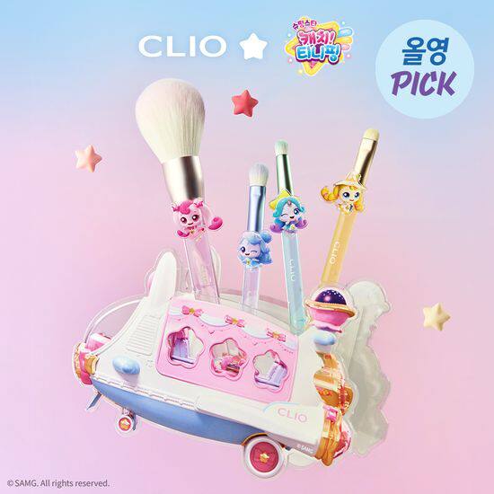 韩国直邮clio新品5月奇妙萌可联名化妆刷气垫散粉粉扑套装收纳盒