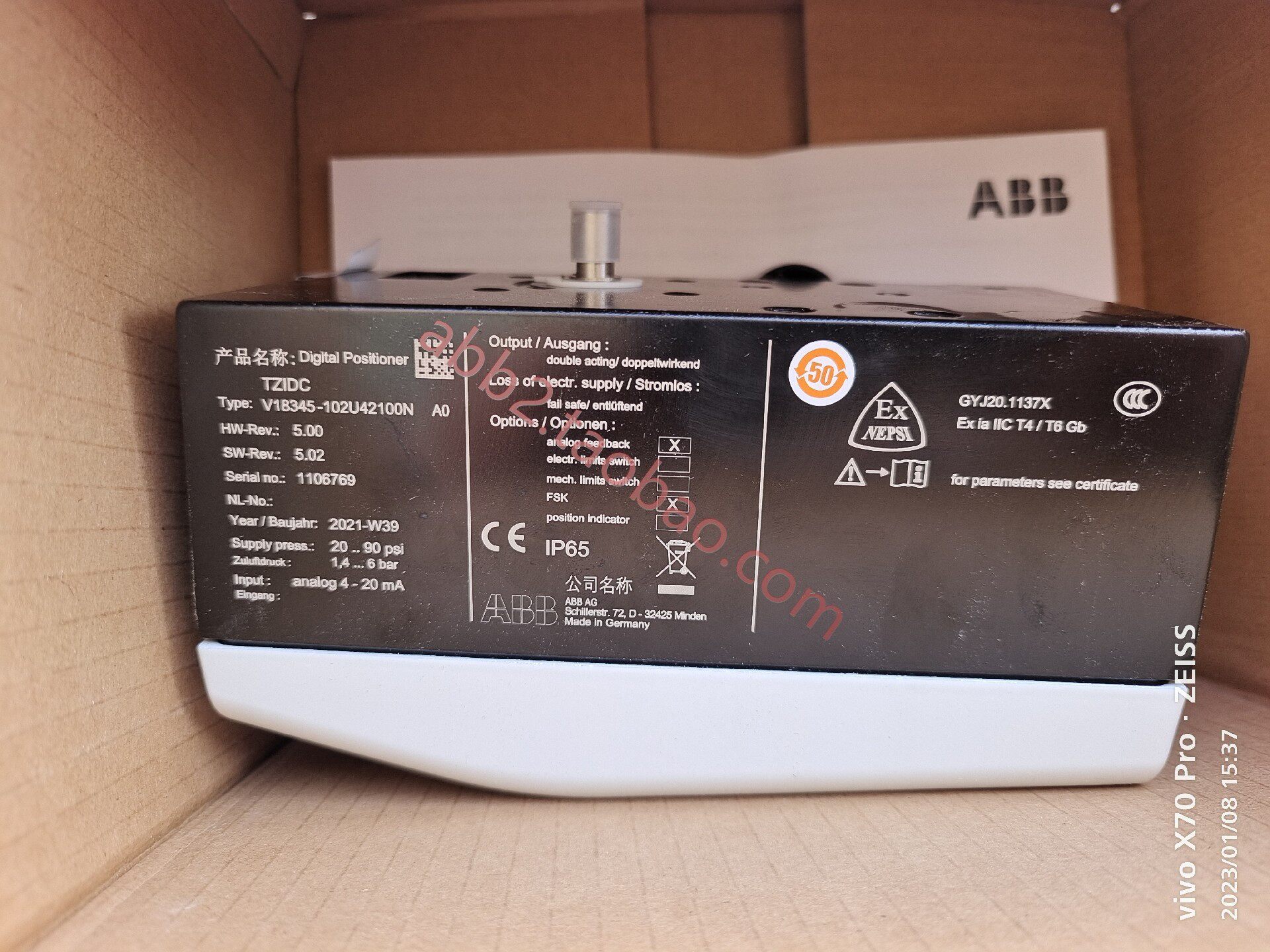 全新abb定位器带说明 型号v18345-102u42100n版本50年份2021