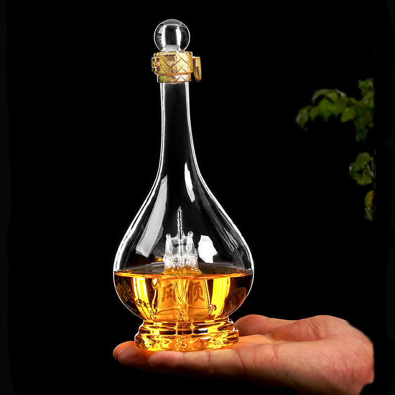 新品包邮创意工艺透明人参泡酒玻璃瓶子加厚密封小空酒瓶装白酒瓶