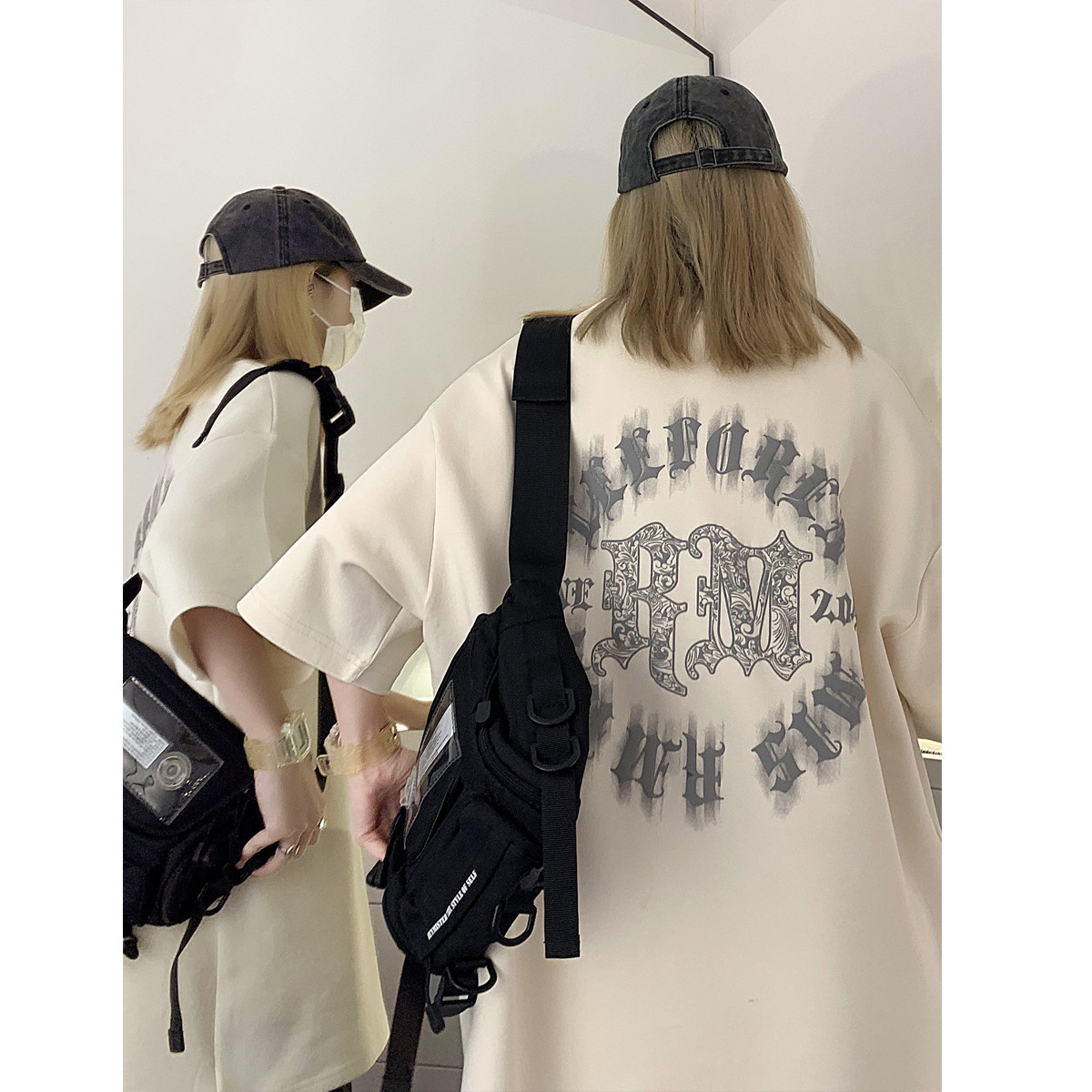 260克夏季美式复古暗黑高街风欧美印花圆领短袖T恤C307-T91-P38,男装T恤,电商C307