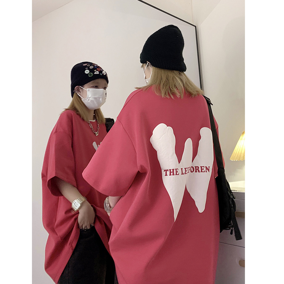 M字母发泡短袖T恤男女2023夏季纯宽松圆领上衣电商C307-T92-P38,男装T恤,电商C307