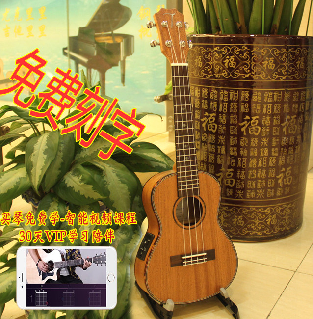 汤姆TOM TUC200E 23寸电箱UKULELE桃花芯木单板新手初学尤克里里