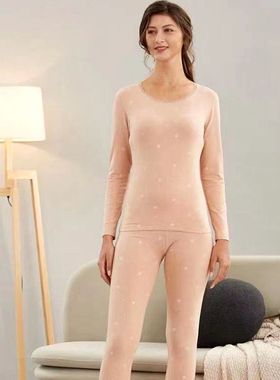 芬格兰31493女士蕾丝边莱卡棉内衣套装弹力棉薄款秋衣秋裤31425