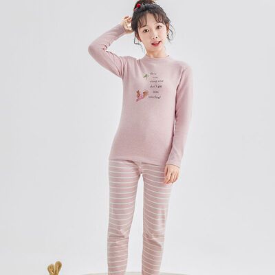 英博伦冬季青少女内衣套装保暖中领舒绒棉女大童学生加厚80620
