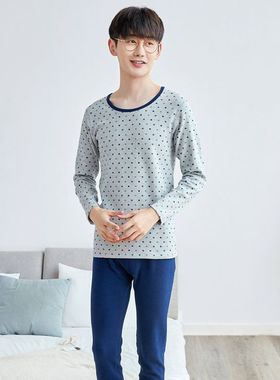 英博伦冬季青少年内衣套装保暖圆领舒绒棉男大童学生加厚80117