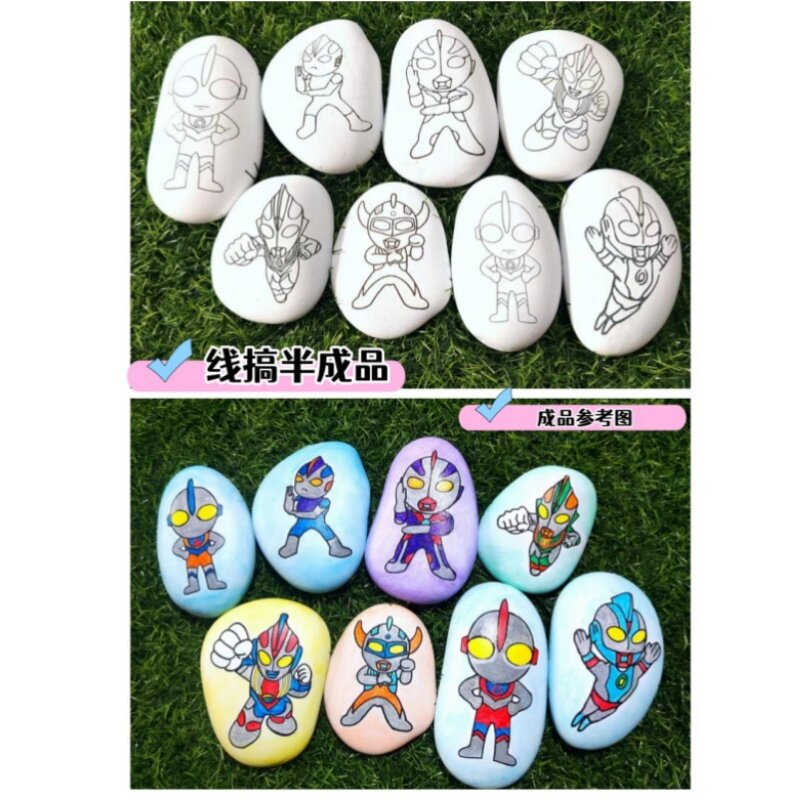 幼儿园石头画手工材包diy半成品画画的石头彩绘鹅卵石有图案的石