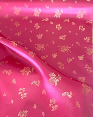 28姆米真丝加植物丝织锦缎门幅55厘米玫粉色光泽好柔软微微带筋骨