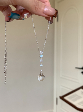 清透感圆珠吊坠项链女气质