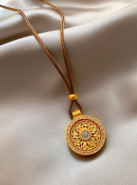 新中式复古珐琅罗盘项链女轻奢气质高级感长款毛衣链百搭小众配饰