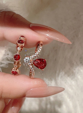 复古红宝石高级感戒指女轻奢气质