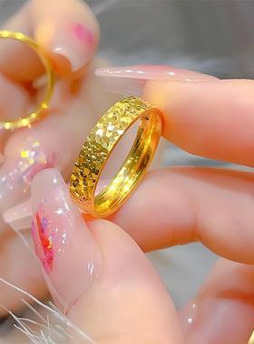 简约素圈碎冰冰情侣戒指女