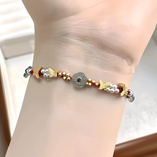 新中式编织花朵蝴蝶手链女精致复古高级感手绳小众闺蜜学生手饰品