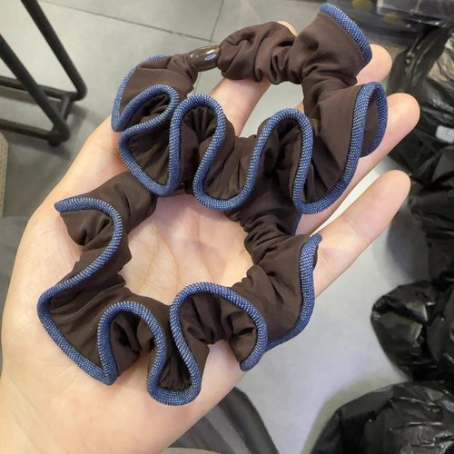 撞色木耳边小肠发圈女高马尾