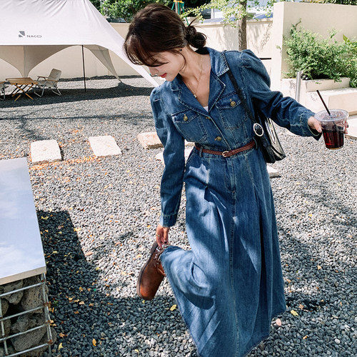 现货2025春季长袖牛仔连衣裙1315029P135K188