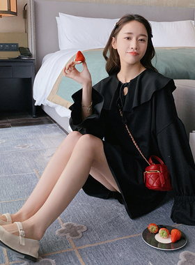 2025现货秋款新货荷叶领连衣裙2013023P105控158