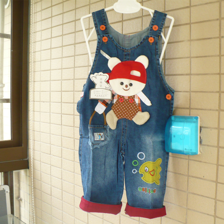 可爱清仓处理牛仔婴幼儿长裤背带