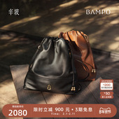 BAMPO半坡如愿云朵双肩包 茶香小牛皮 真皮女旅游大容量背包