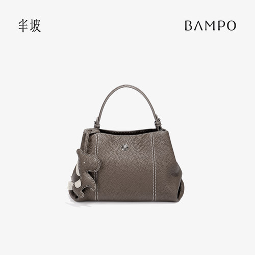 BAMPO半坡头层牛皮手提包