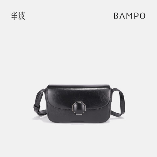 BAMPO半坡头层牛皮斜挎包